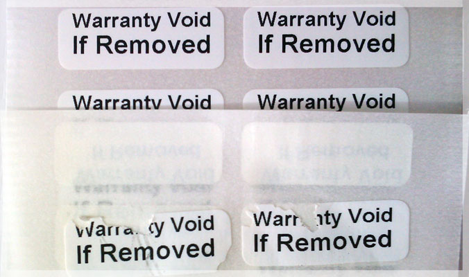 Destructible Vinyl Warranty VOID Stickers