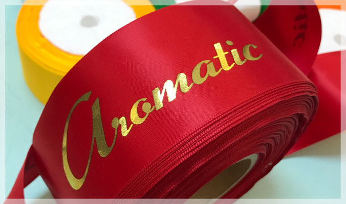 Gold Foil Printing Satin Ribbon