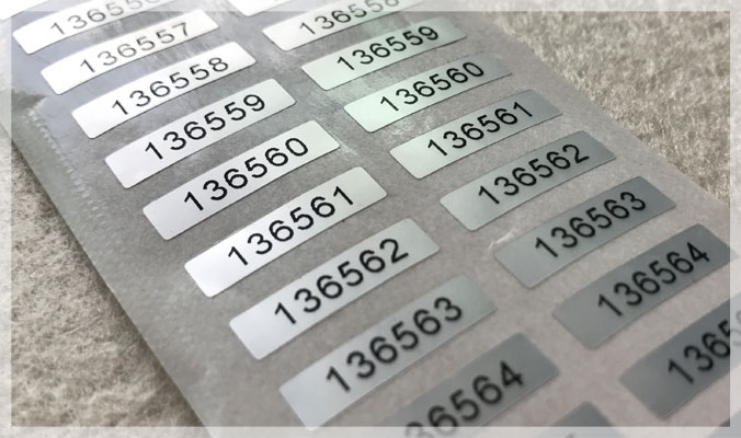 Mylar Polyester Serial Number Stickers