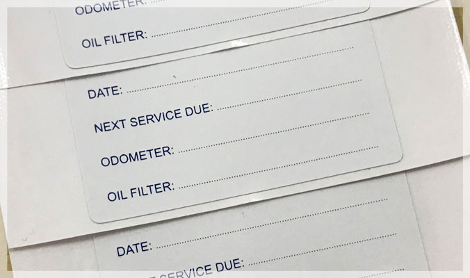 Next Service Due Reminder Stickers