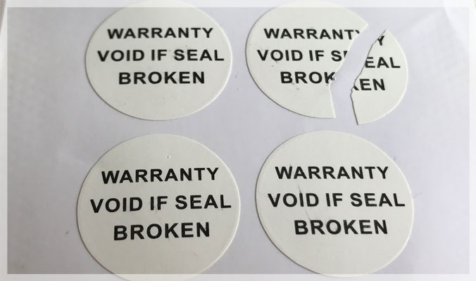 Warranty void if seal broken or removed Labels