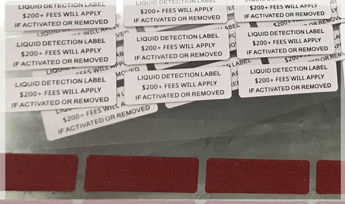 Water Detection Warranty VOID Stickers